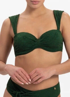 BEACHLIFE Green Embroidery Bandeau Bikinitop -Beachlife Verkäufe 118 717