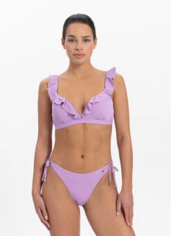 BEACHLIFE Purple Swirl Ruffle Bikinitop