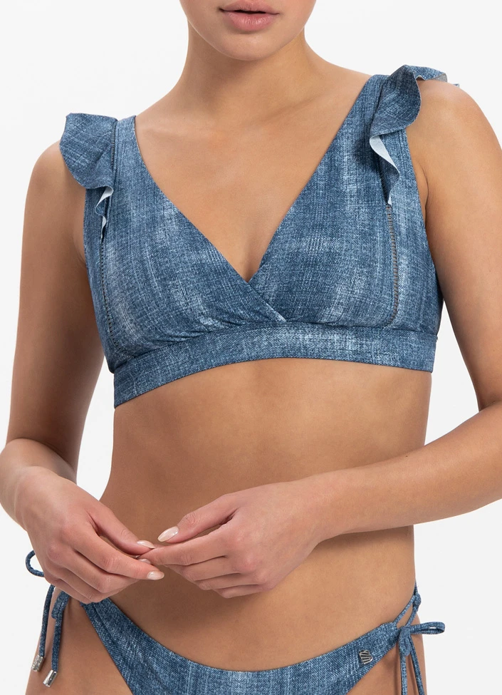 BEACHLIFE Denim Ruches Bikinitop 4 BEACHLIFE Denim Ruches Bikinitop – Bild 2