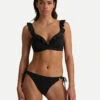 BEACHLIFE Black Embroidery Ruffle Bikinitop
