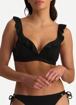 BEACHLIFE Black Embroidery Ruffle Bikinitop -Beachlife Verkäufe 265125 966 zoom