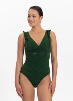 BEACHLIFE Green Embroidery Ruches Badpak